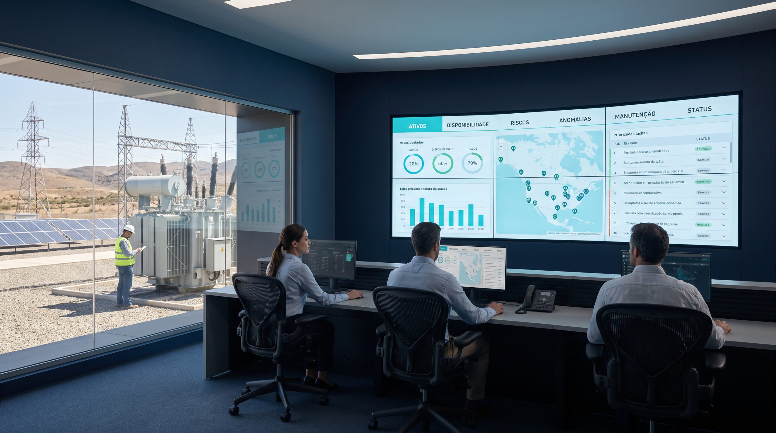 Infraestrutura crítica de energia monitorada em tempo real