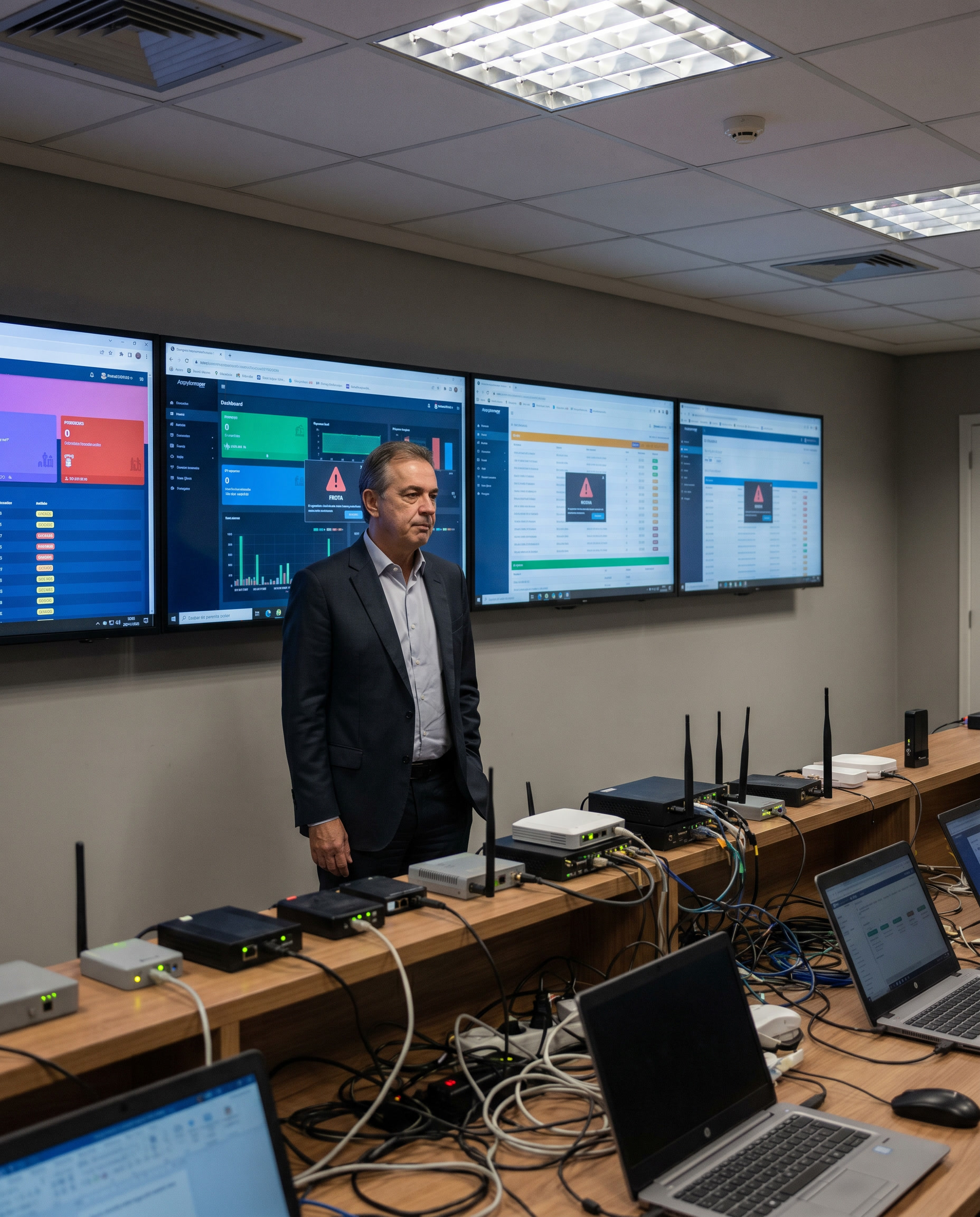 Líder diante de diferentes sistemas, monitores e dispositivos de IoT desconectados